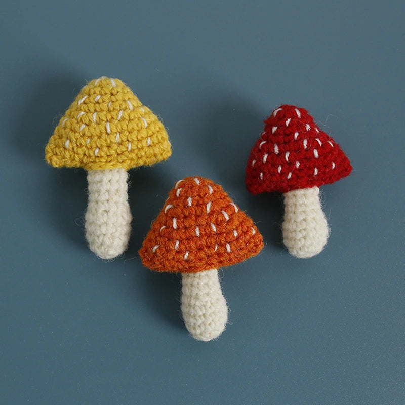 Knitted Cottagecore Mushroom Brooch