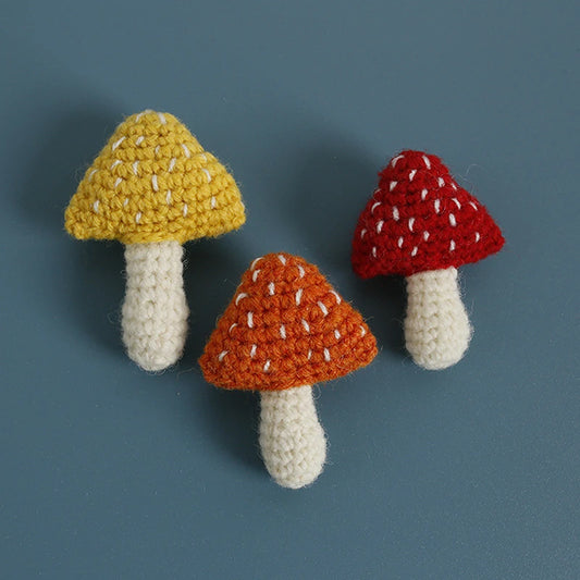 Knitted Cottagecore Mushroom Brooch - Ice Cream Cake