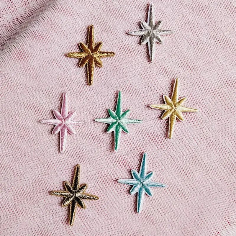 10pcs Self-adhesive Star Embroidery Patches for Clothes Gold Silver Star Shiny Sticker Iron on Clothing Applique Stripes - Ice Cream Cake