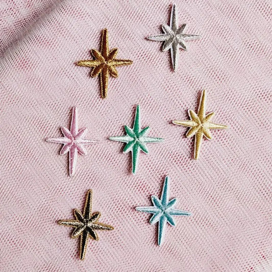 10pcs Self-adhesive Star Embroidery Patches for Clothes Gold Silver Star Shiny Sticker Iron on Clothing Applique Stripes - Ice Cream Cake