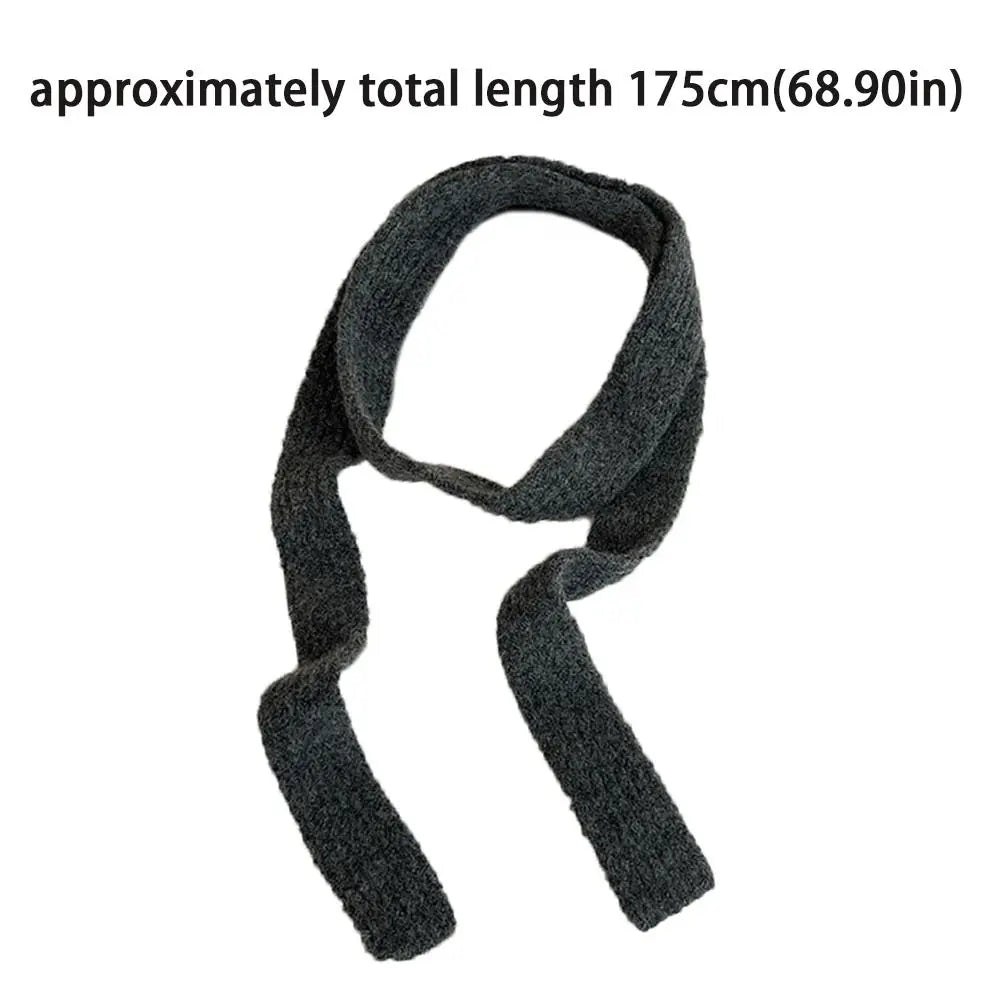 Imitation Wool Women's Long Scarf Knitted Narrow Design Y2K Girl Scarf Decorative Neckerchief Skinny Scarf Streetwear - Ice Cream Cake