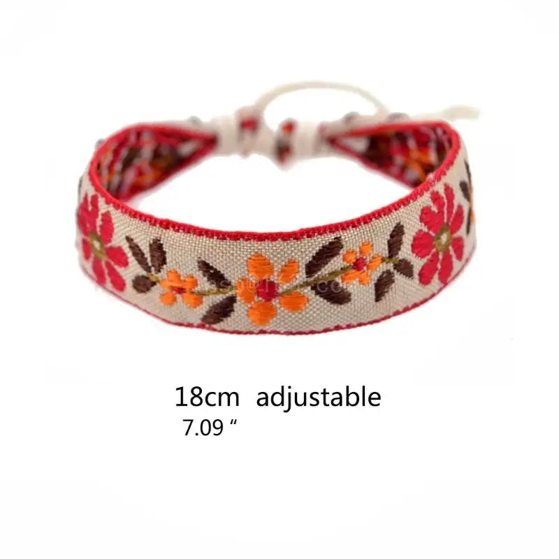Boho Strawberry Flower Embroidered Bracelet Handmade Braided Bracelet Friendship Wrap Bracelets Thread Woven Wristbands - Ice Cream Cake