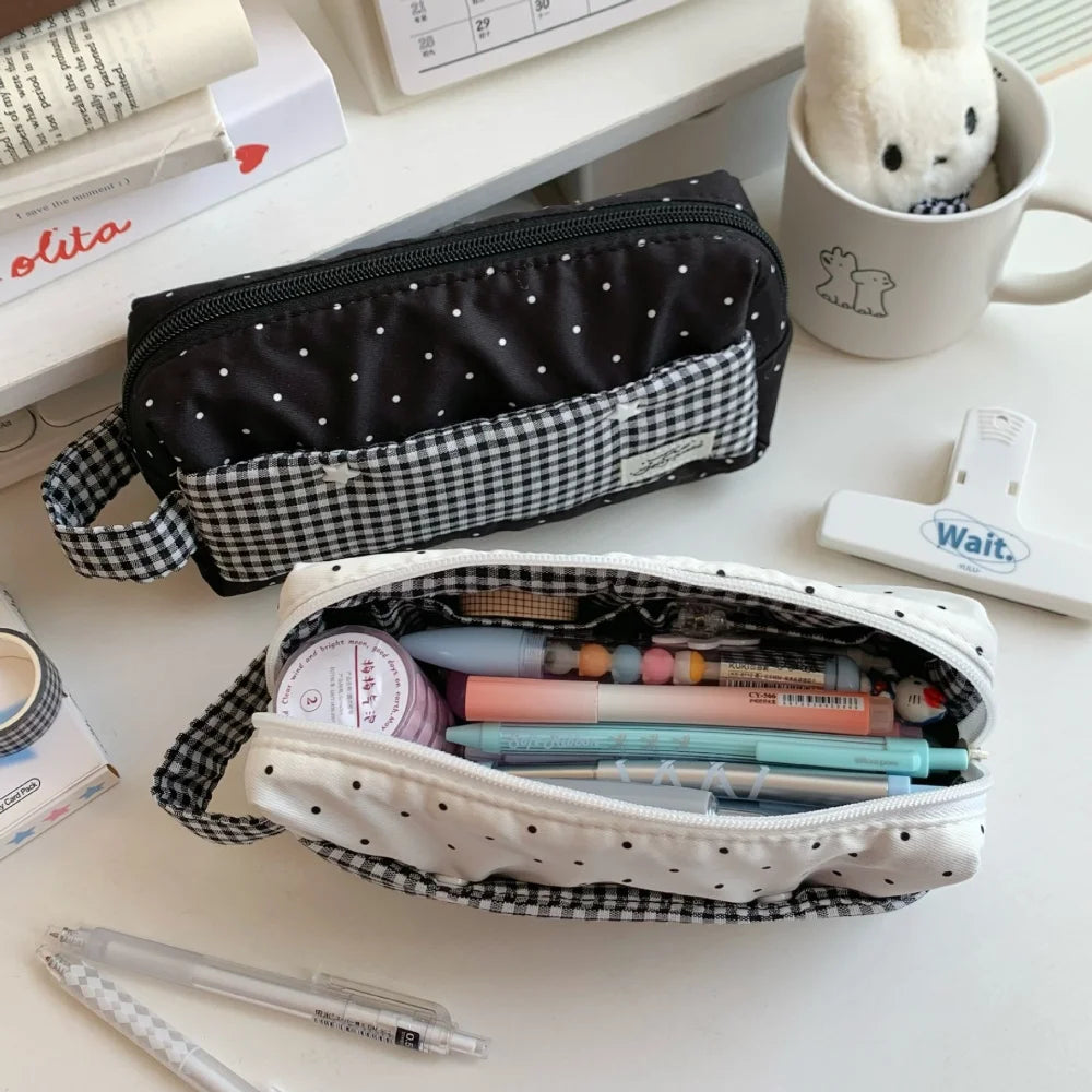 Gingham Polka Dot Pencil Case