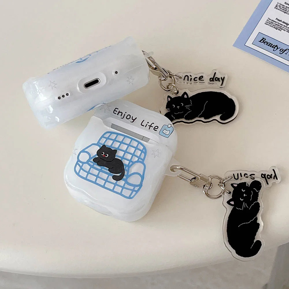 Black Cat AirPods Charger Case Cover