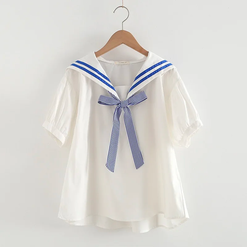 Sailor Collar Bow Blouse (4 Colours)