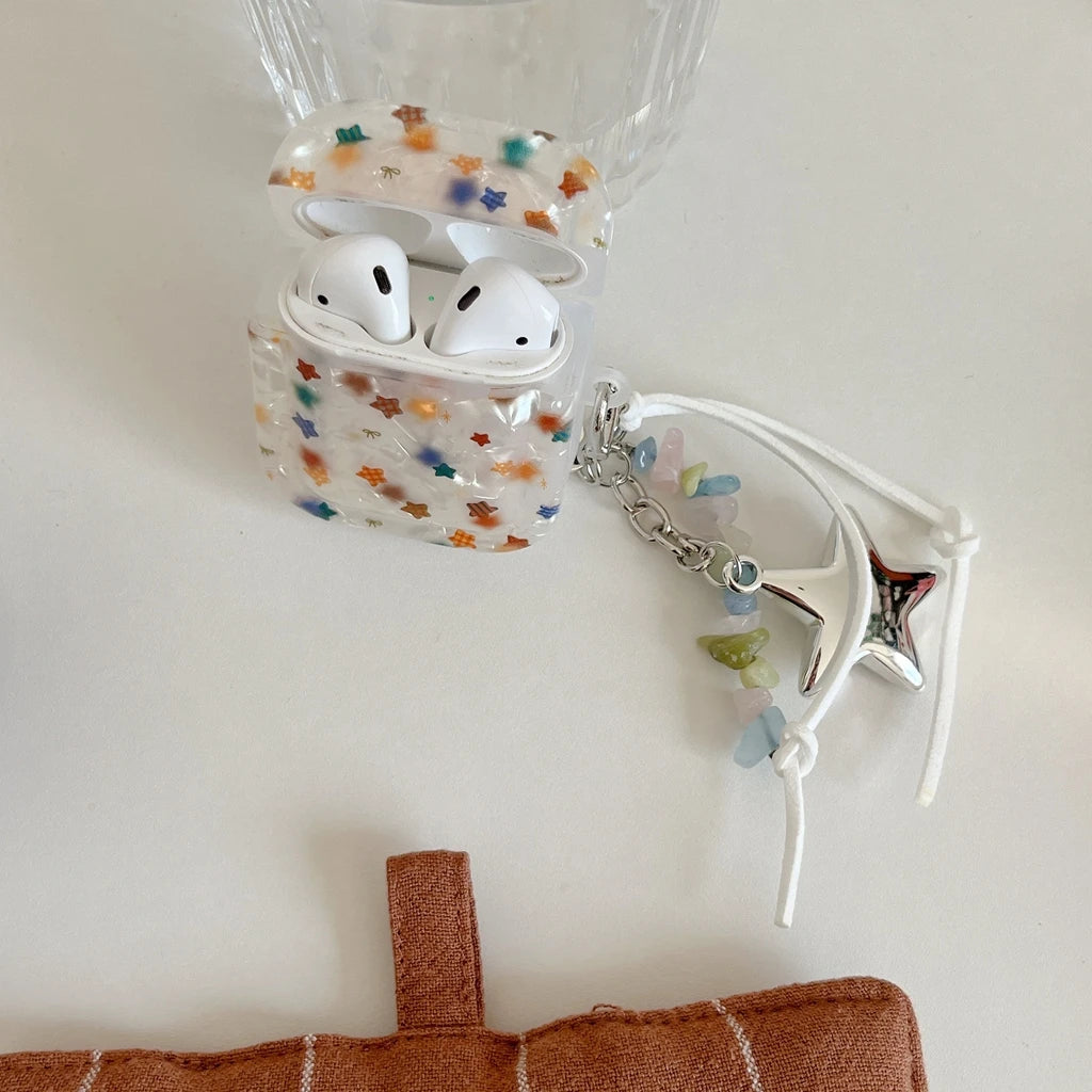 Advanced Girl Series Shell Pattern Render Colorful Stars Pendant Case Cover for AirPods 1 or 2 3 4 AirPods Pro Pro 2 Pro 3 - Ice Cream Cake