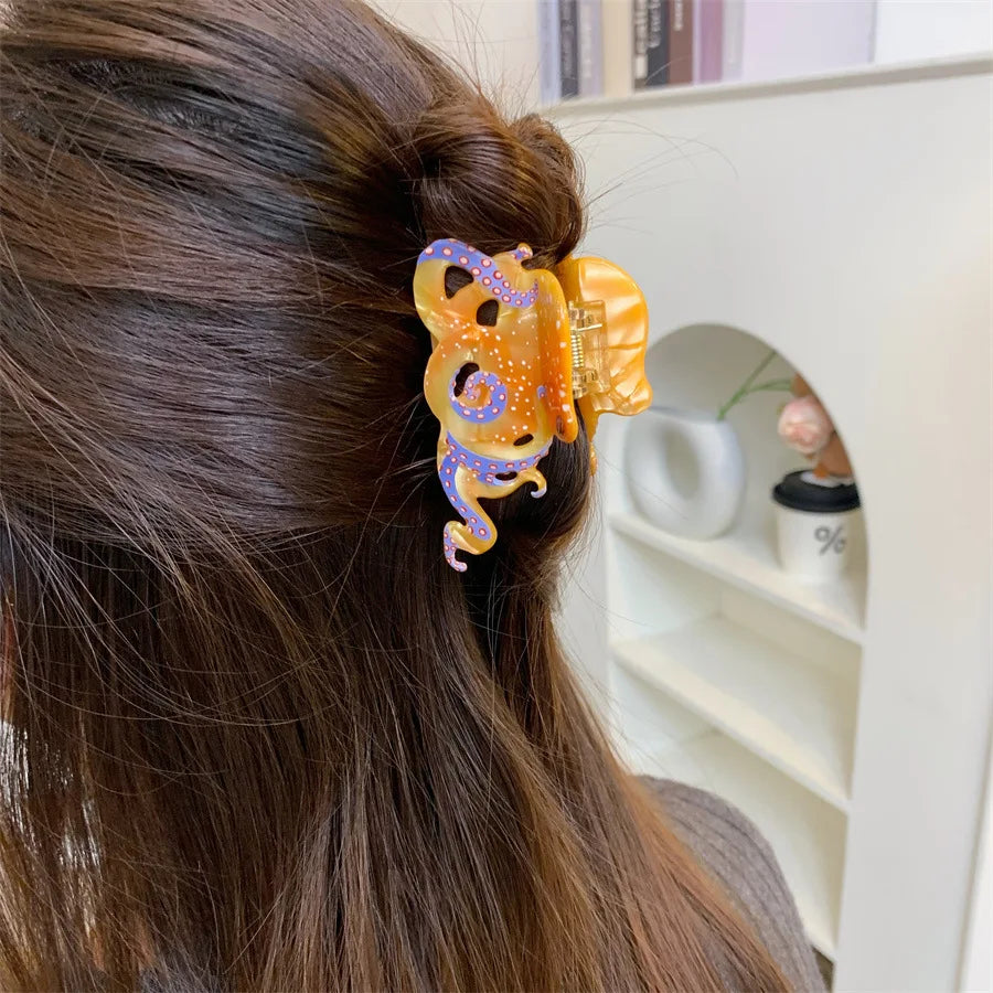 Glossy Acrylic Octopus Hair Claw