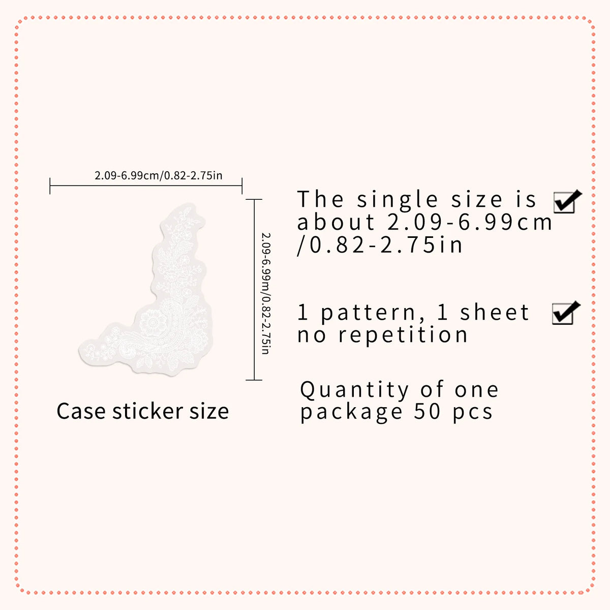 Lace Pattern Sticker Set (Set of 50pcs)