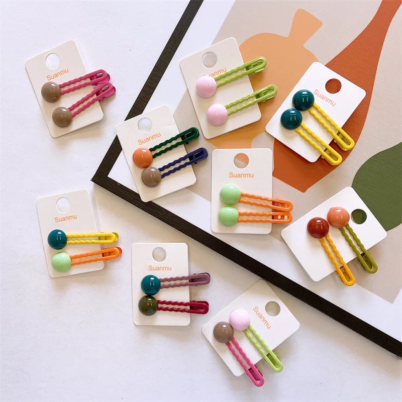 2Pcs/Set Simple Hair Clips For Girls Cute Hair Barrettes Baby Hairpins Kids Headwear Clips For Hair Bobby Pins Hair Accessories - Ice Cream Cake