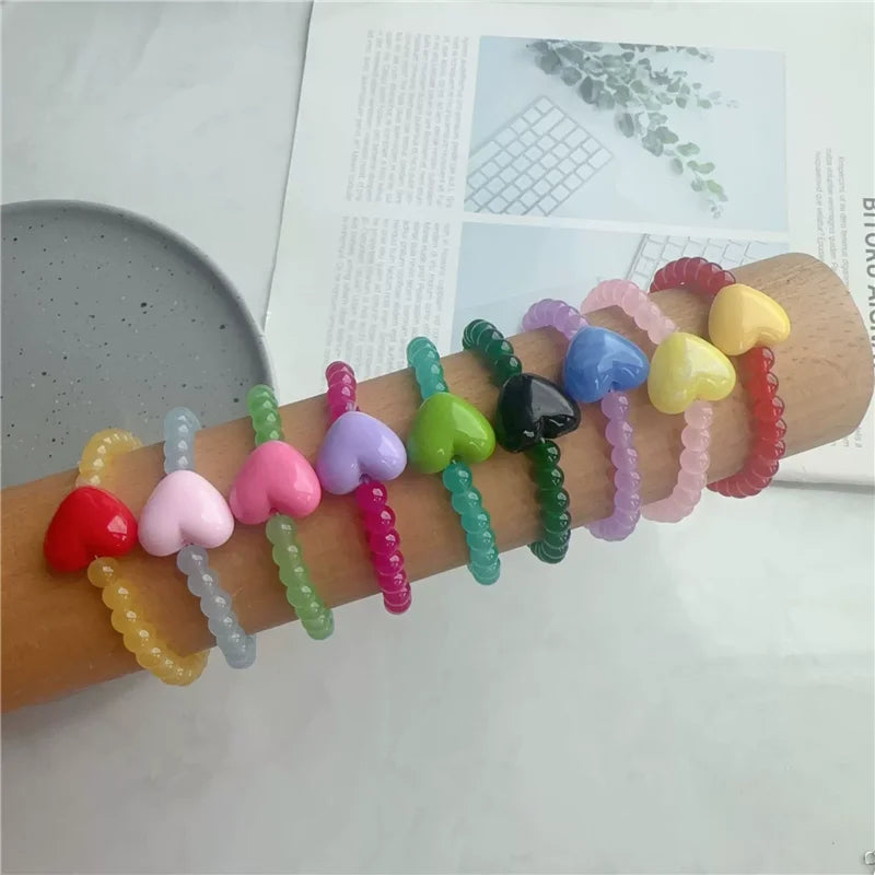Pop Colour Beaded Heart Charm Bracelet