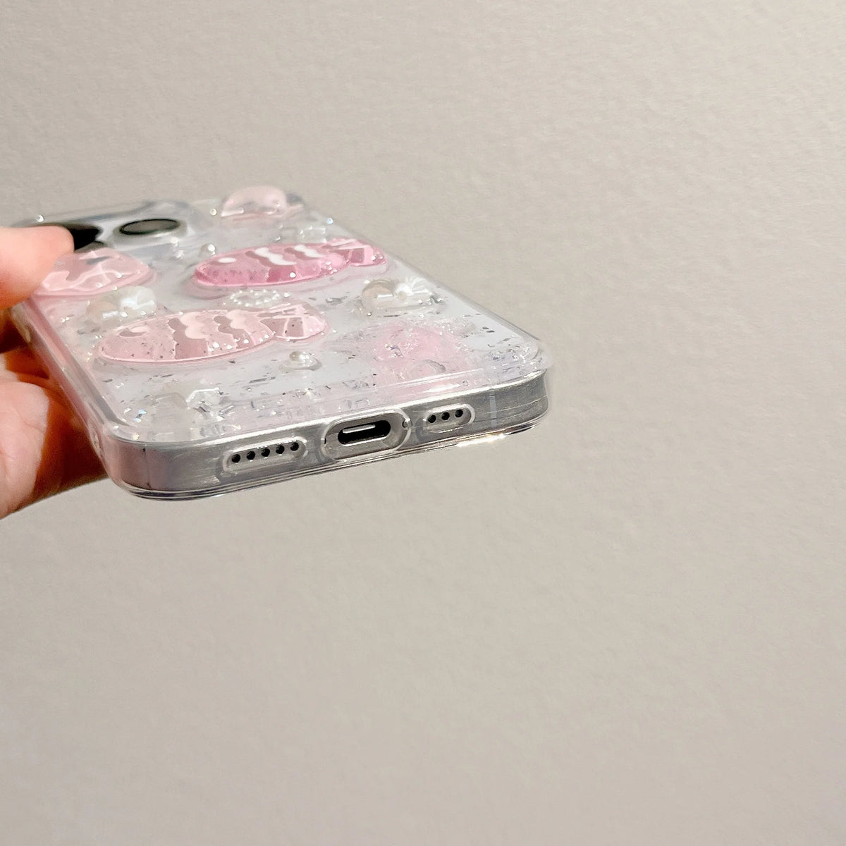 Pink 3D Fish and Stars Resin iPhone Case