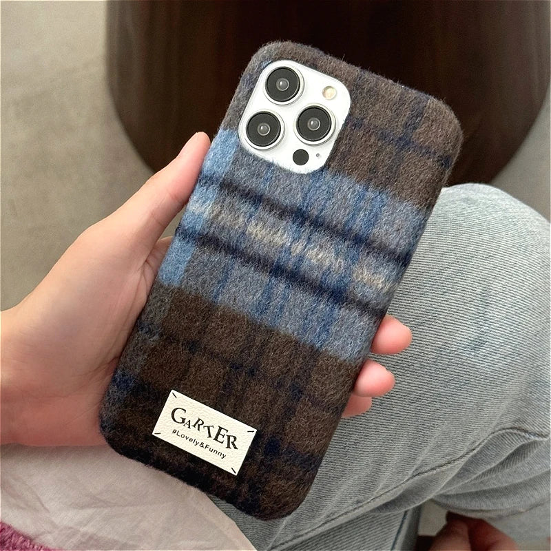 Fuzzy Plaid Pattern iPhone Case