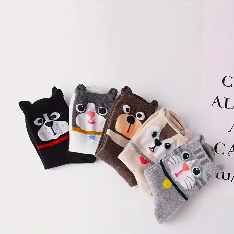 Funny Animal Crew Socks, Set of 5