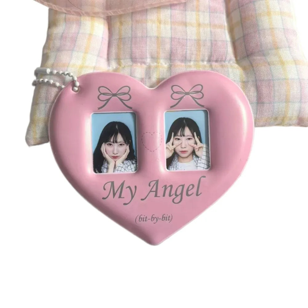 Creative Love Heart Photocard Holder 1 inch with Keychain Idol Photo Protective Cover Cute Colorful Card Holder for Girls - Ice Cream Cake