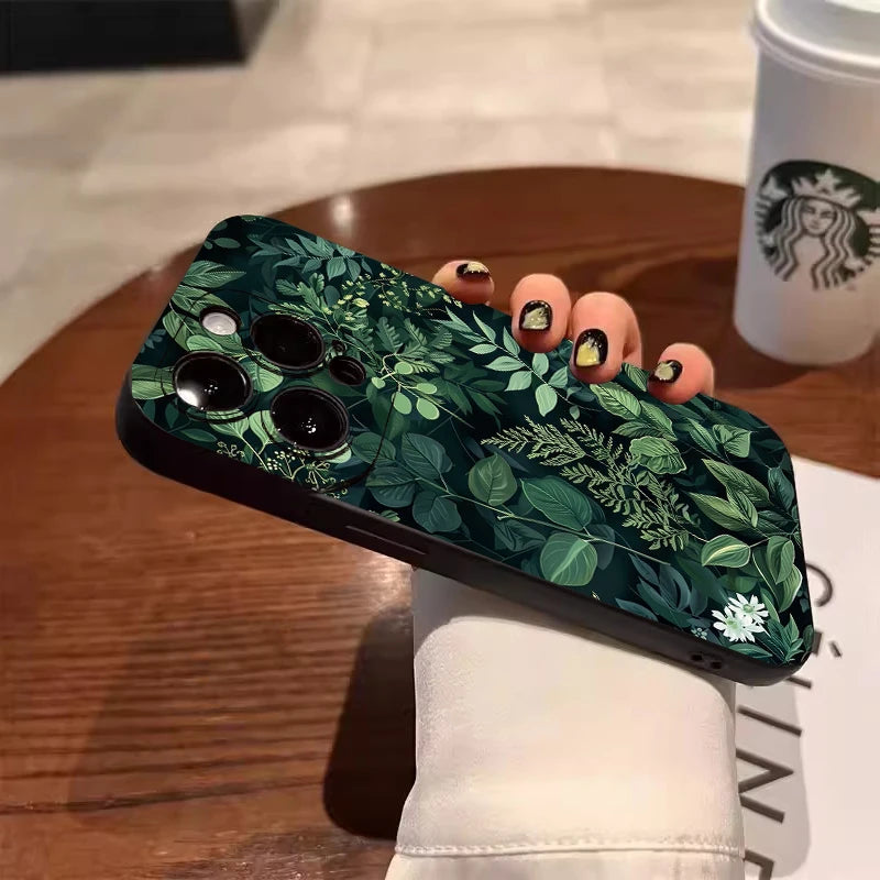 Palm tree Leaves Plant Flower Phone Case for iphone 17 16 11 12 13 14 15 Pro Max 7 8 Plus X XR XSMAX 16e Shockproof Cover Fundas - Ice Cream Cake