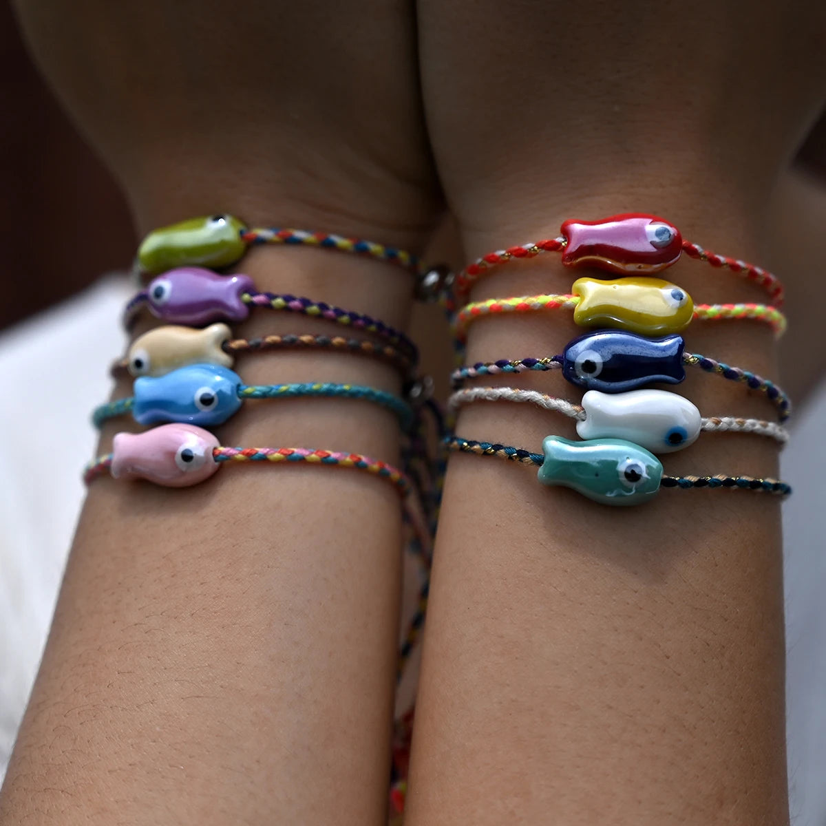 Fish Charm Friendship Bracelet Set (Set of 10)