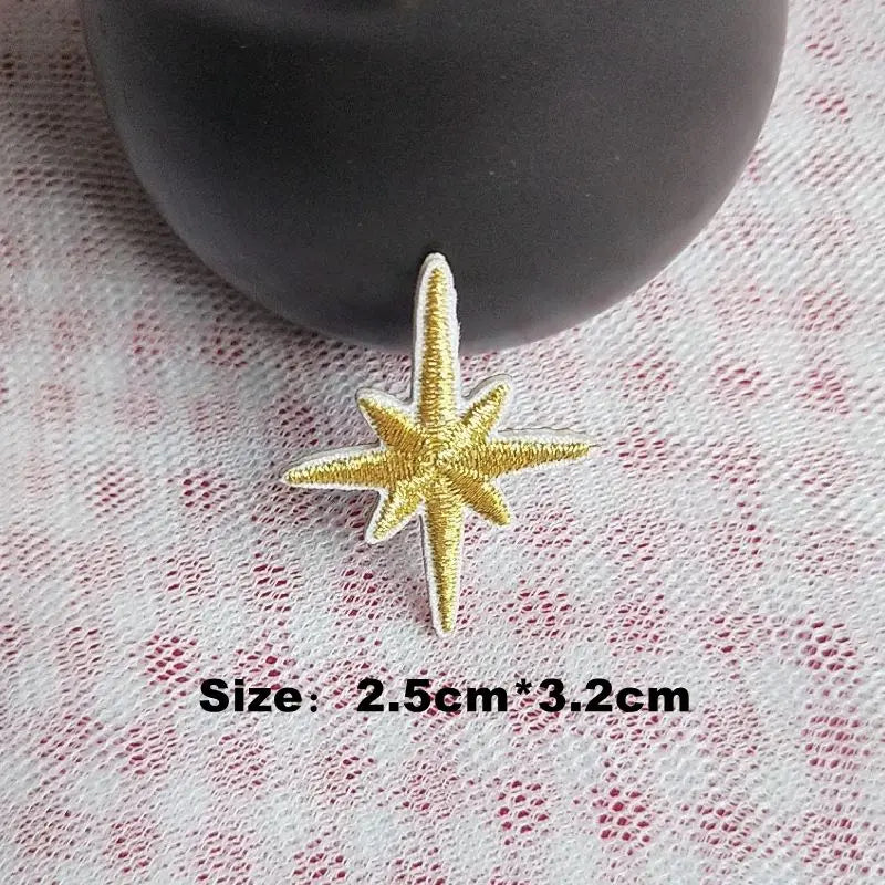 10pcs Self-adhesive Star Embroidery Patches for Clothes Gold Silver Star Shiny Sticker Iron on Clothing Applique Stripes - Ice Cream Cake