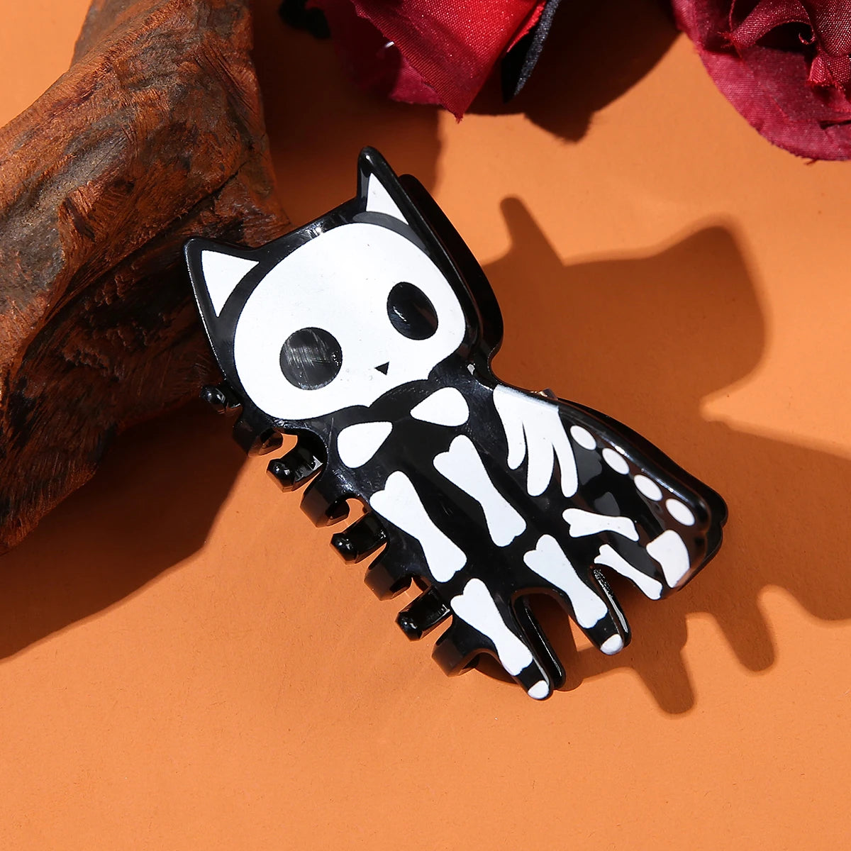 Skeleton Kitty Cat Hair Claw Clip