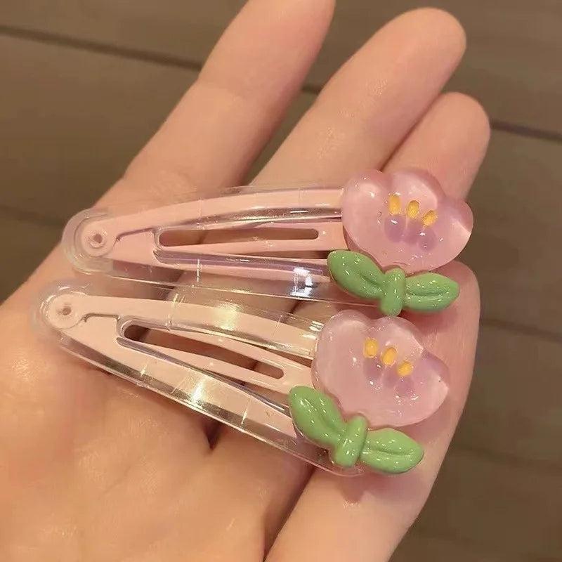 Rubber Duckie/Pink Tulip Hair Clip Sets