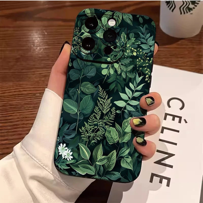 Palm tree Leaves Plant Flower Phone Case for iphone 17 16 11 12 13 14 15 Pro Max 7 8 Plus X XR XSMAX 16e Shockproof Cover Fundas - Ice Cream Cake