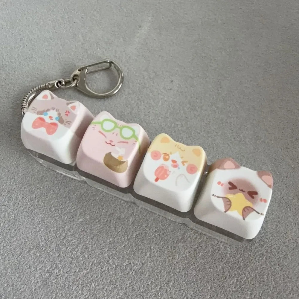 Kitty Cat Clicking Keyboard Key Fidget Keyring
