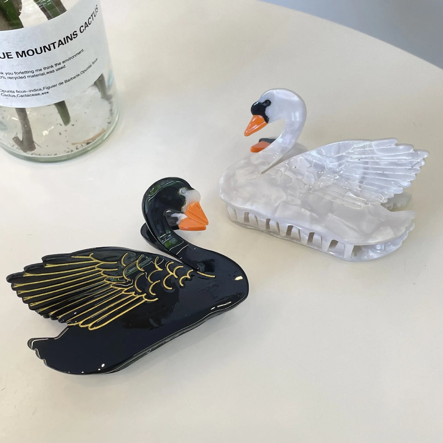 Glossy Swan Acrylic Hair Claw Clip