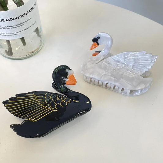 Glossy Swan Acrylic Hair Claw Clip - Ice Cream Cake