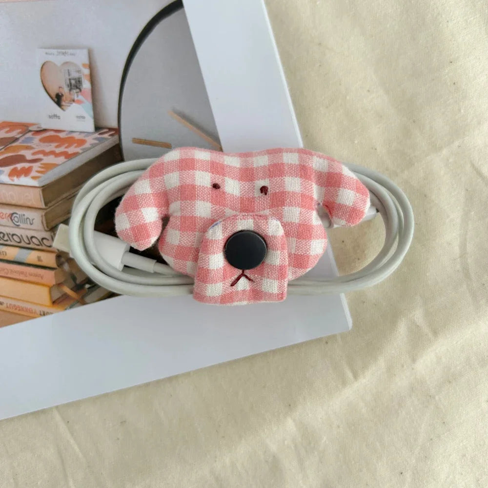 Data Cable Organiser Clip Headphone Cable Organiser New Puppy Shape Charging Cable Binding Strap Fabric Storage Box Supplies - Ice Cream Cake