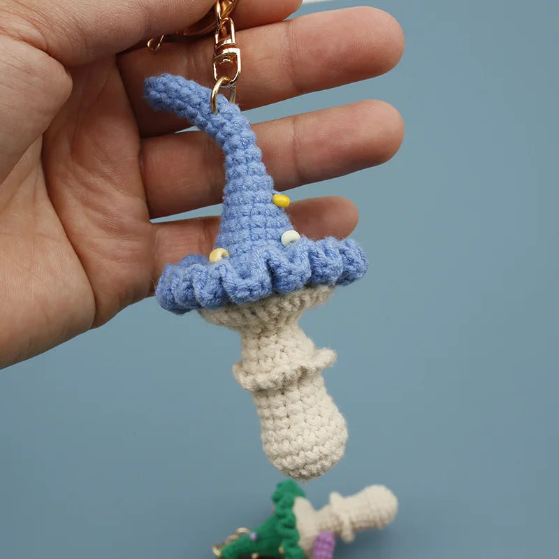 Handmade Crochet Mushroom Keychain Charm