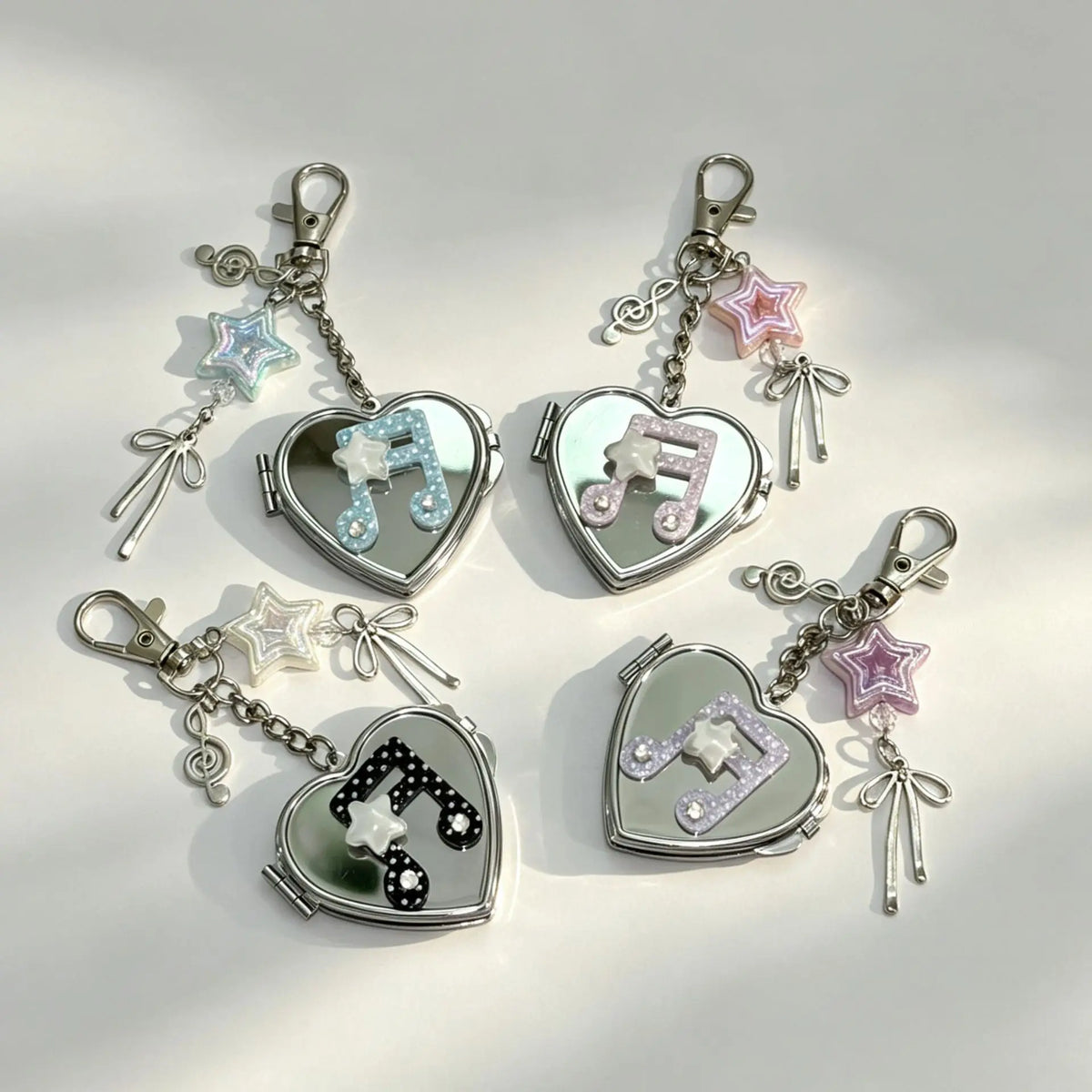 Korean-inspired Love Note Mirror Bag Accessories Fashion Star Keychain Double-sided Makeup Mirror Keychain Bag Hanging Decor - Ice Cream Cake