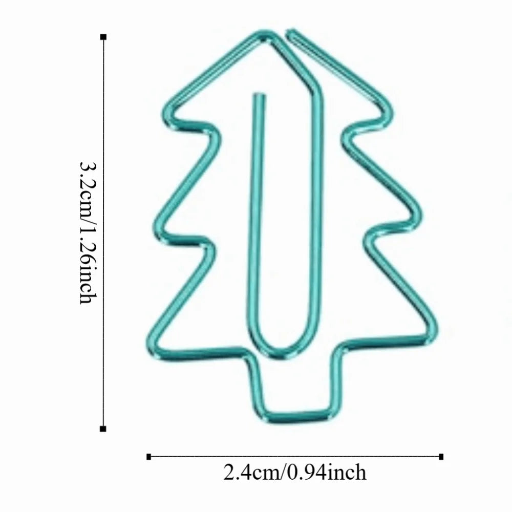 20PCS Tree Shape Mini Paperclip Electroplating Metal 32*24mm Iron Paper Clip Mini Size Dark Green Tree Shape Paperclip - Ice Cream Cake