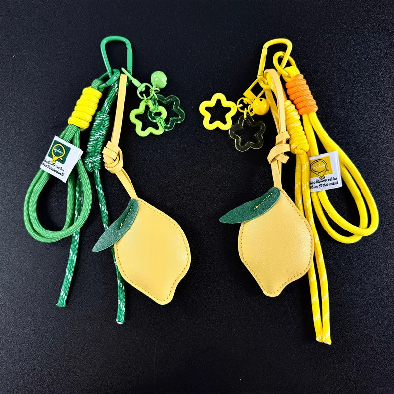 Cute Fruit Keychain Cartoon Lemon PU Leather Bag Pendant Birthday Gifts Car Keyring Girl/Boy - Ice Cream Cake