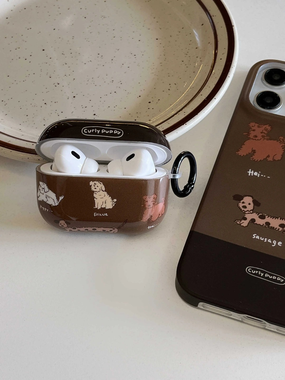 Curly Puppy AirPods Charger Case Cover