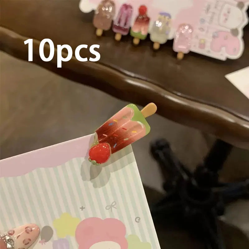 10 Cute Mini Ice Cream Hair Clips, Creative and Quirky Ice Cream Hair Clips for Bangs, Cartoon Ins-Style High-Value Hairpins - Ice Cream Cake