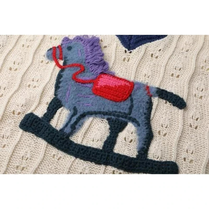 Kawaii Patchwork Rocking Horse Knit Vest