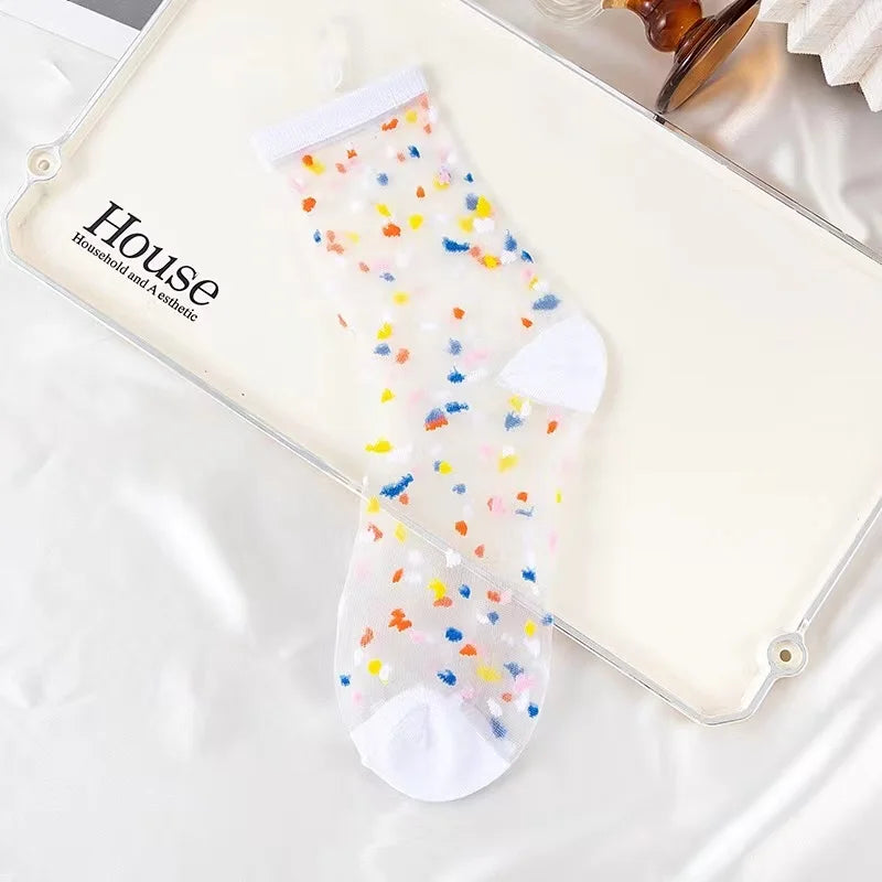 Transparent Confetti Speckle Crew Sock Set (Set of 6 Pairs)