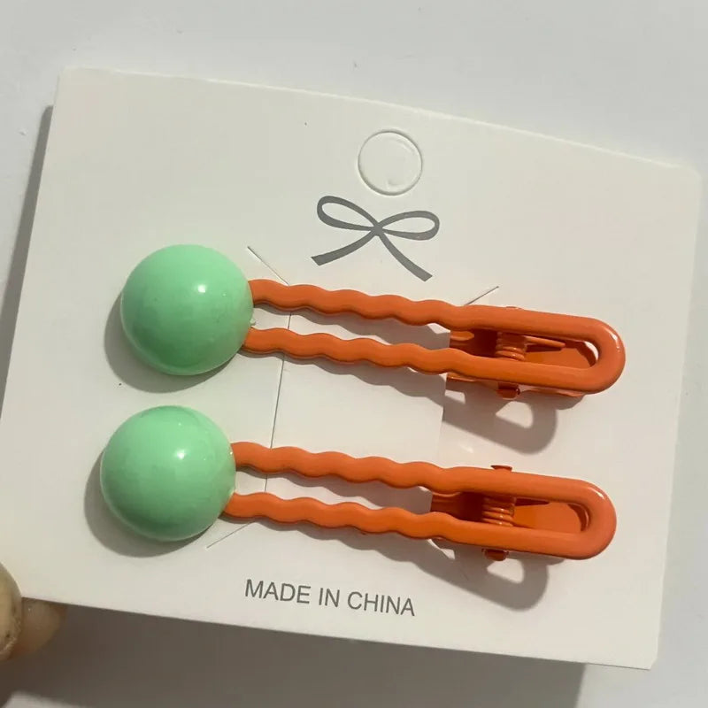 2Pcs/Set Simple Hair Clips For Girls Cute Hair Barrettes Baby Hairpins Kids Headwear Clips For Hair Bobby Pins Hair Accessories - Ice Cream Cake