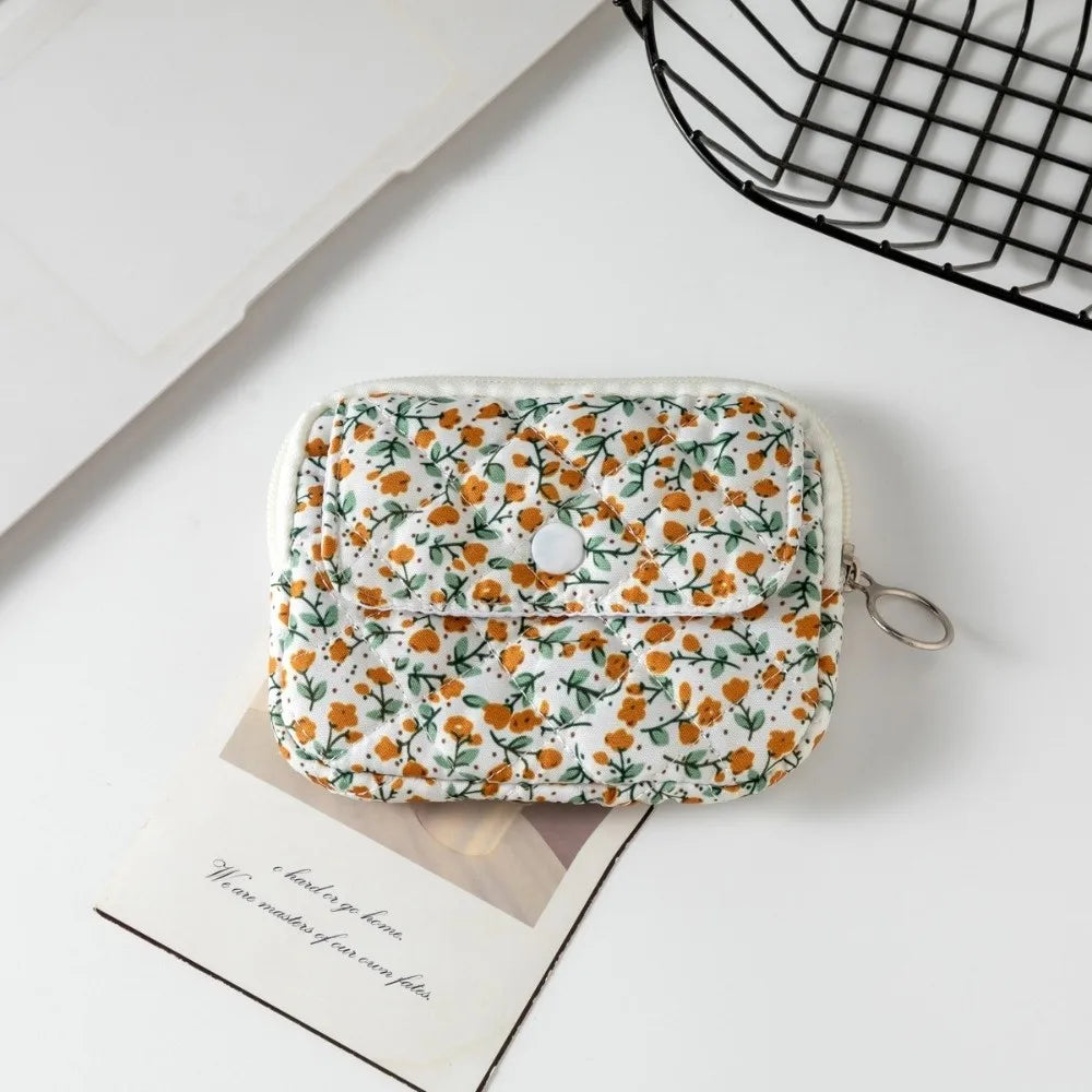 Quilted Pattern Zipper Pouch Keychain
