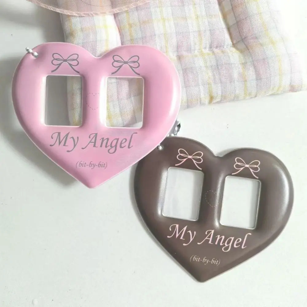 Creative Love Heart Photocard Holder 1 inch with Keychain Idol Photo Protective Cover Cute Colorful Card Holder for Girls - Ice Cream Cake