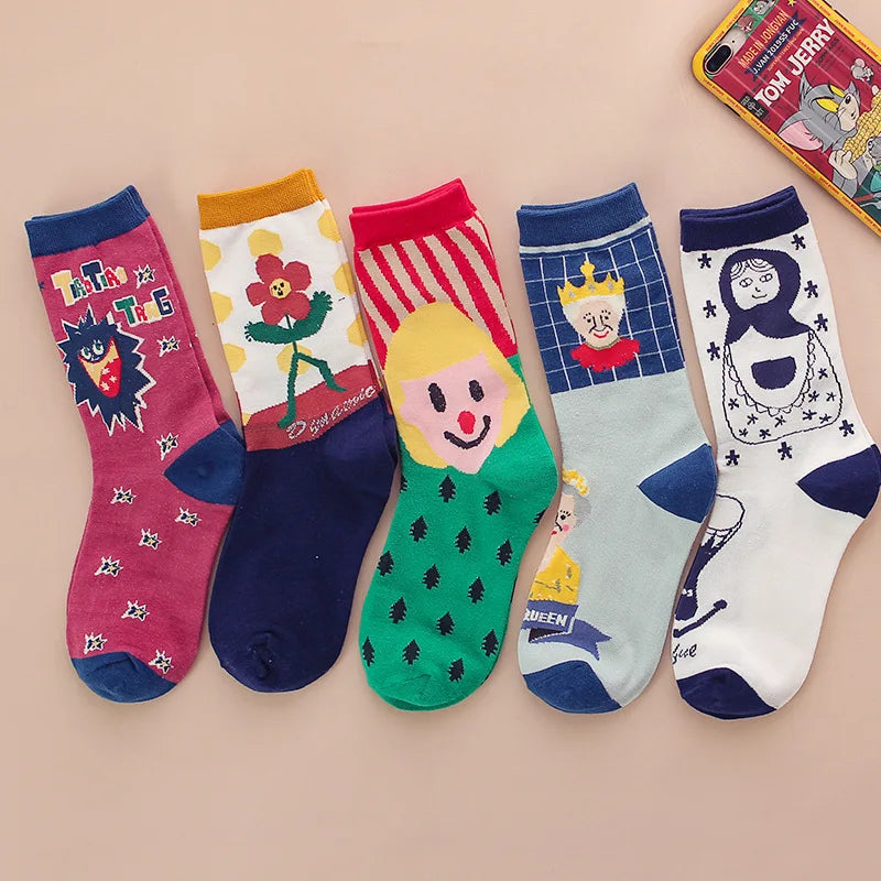 European and American fashion cartoon women socks funny Cartoon pop candy cute socks cotton for ladies 419 - Ice Cream Cake