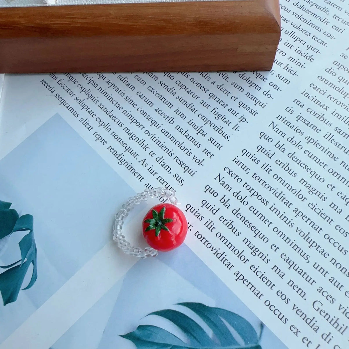 Beaded Fruit Charm Rings