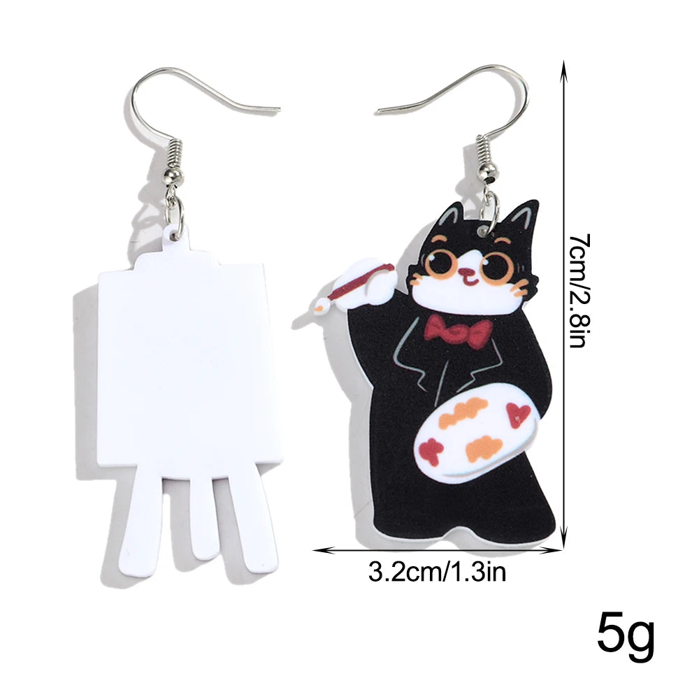 Cute Acrylic Cartoon Animals Dangle Earrings Lovely Asymmetric Elephant  Dinosaur Cat Earrings Funny Jewelry Gifts - Ice Cream Cake