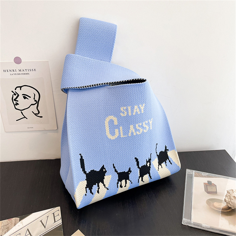 Stay Classy Cats Knitted Mini Lunch Tote (2 Colours)