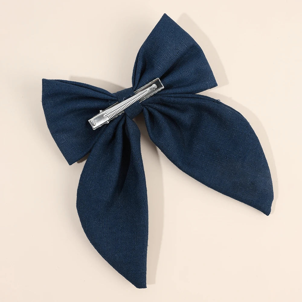 Daisy Embroidery Hair Ribbon Bow Clip