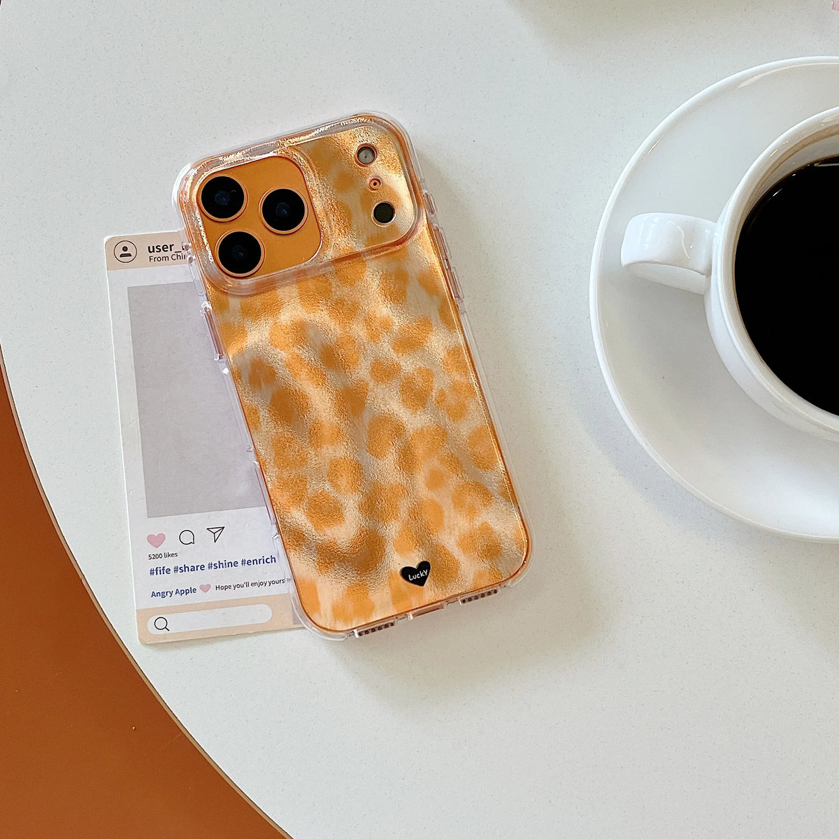 Textured Orange Leopard Pattern iPhone Case