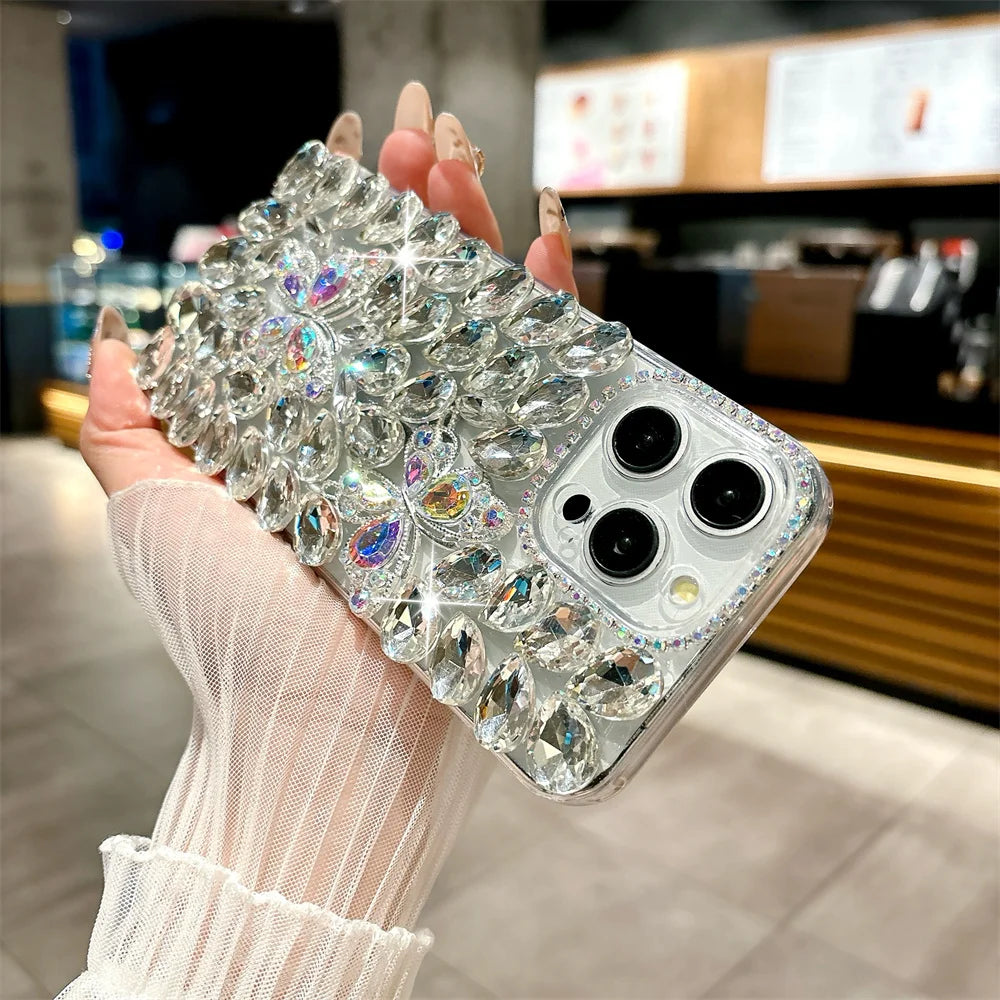 Glitter Rhinestone Butterfly Case for iPhone