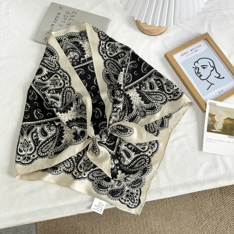 Korean-Style Multi-Functional Triangular Binder Silk Scarf High-Grade Bandage Dress Fart Curtain Tie Stoles Shawls Small Scarf - Ice Cream Cake