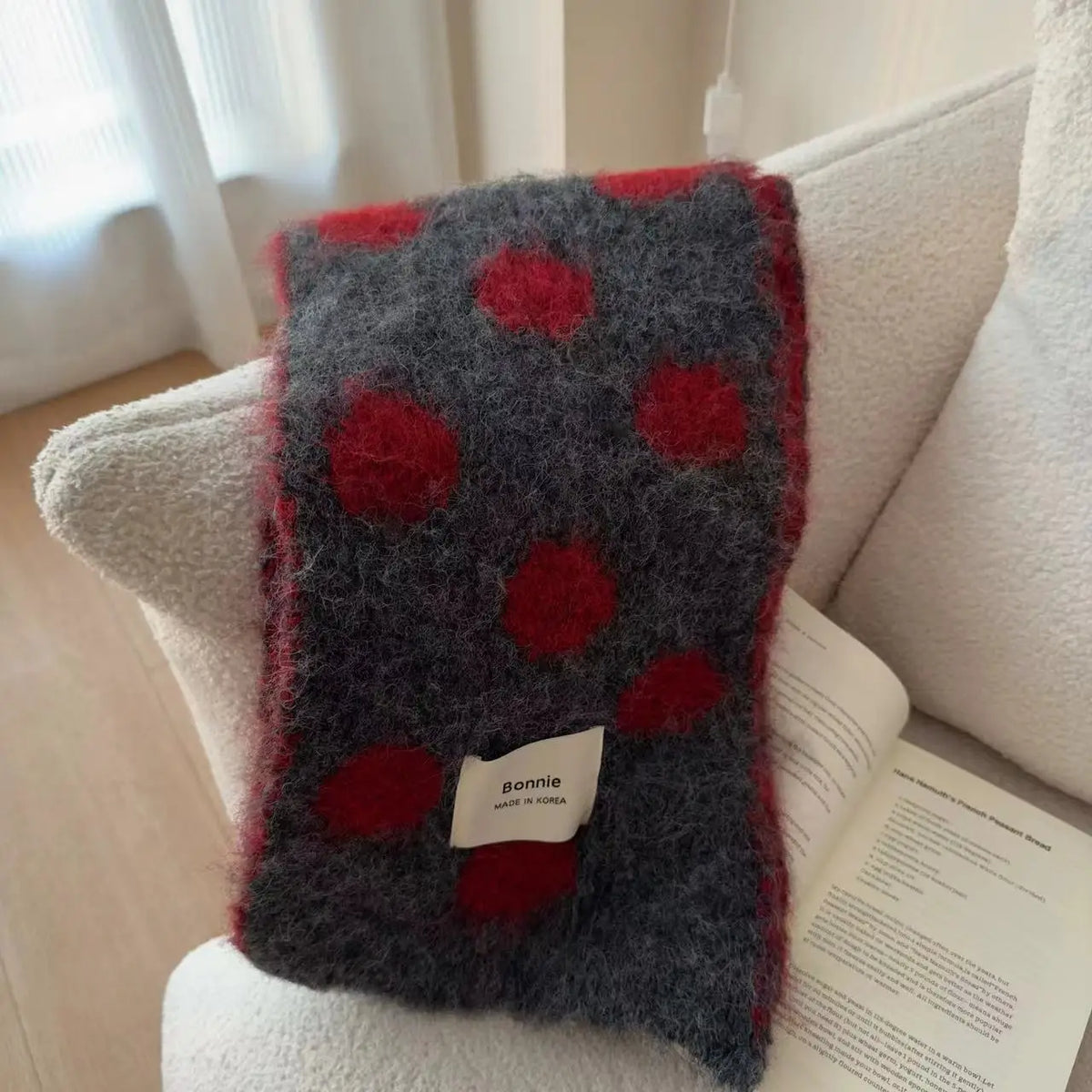 Polka Dot Fuzzy Scarf