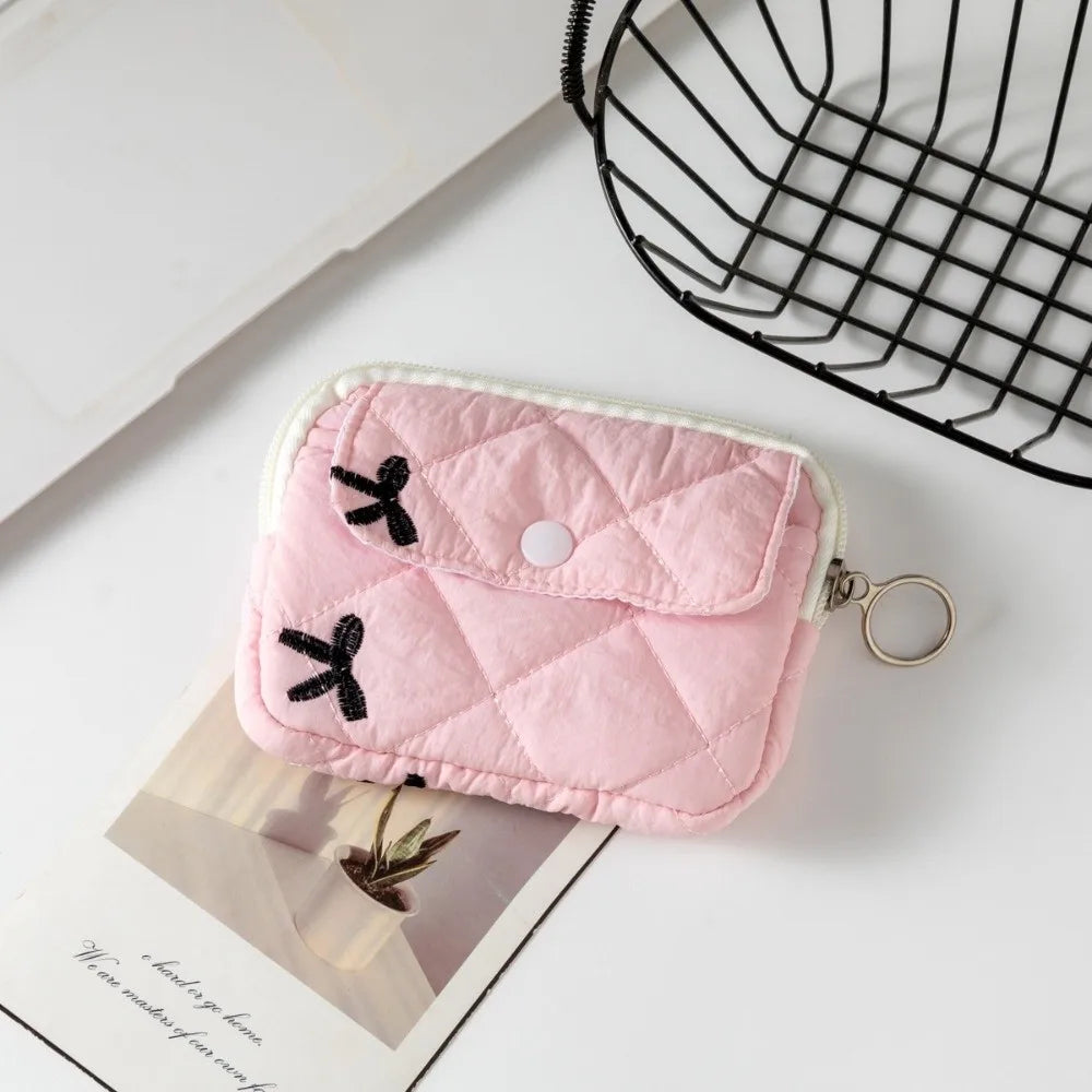 Quilted Pattern Zipper Pouch Keychain