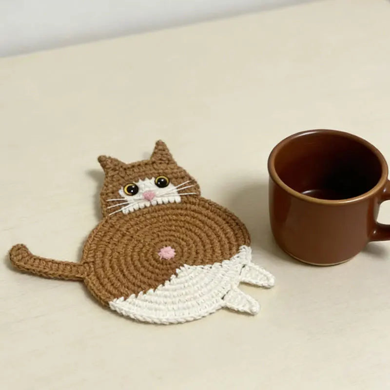Crochet Cat Coaster (6 Designs) - Ice Cream Cake